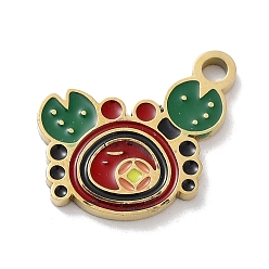 Golden Ion Plating(IP) 304 Stainless Steel Enamel Charms, Crab Charm, Golden, 14.5x14.5x1.5mm, Hole: 1.8mm