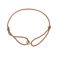 Chocolate Braided Nylon Cord Adjustable Bracelets, Golden Brass Ring Jewelry for Women, Chocolate, 11.02 inch(28cm)