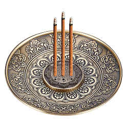 Brushed Antique Bronze Портативные наборы для благовоний с узором в виде лотоса, 9 круглый держатель для благовоний из сплава с отверстиями, домашний офис чайхана дзен буддийские принадлежности, щеткой античная бронза, 34.5~99x5~11 мм, отверстие : 1.6~2.5 мм, 2 шт / комплект