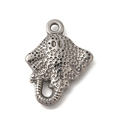 Нержавеющая Сталь Цвет Антикоррозийные 304 подвески из нержавеющей стали, очарование ската, цвет нержавеющей стали, 20.5x15.5x2 мм, отверстие : 1.5 мм