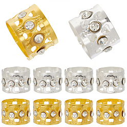 Золотой & Серебряный 50шт. 2 цвета, железные бусины для дредов, украшение для волос, манжеты для волос, со стразами, колонка, золотой и серебряный, 10x14 мм, внутренний диаметр: 13.5 мм, 25 шт / цвет