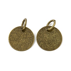 Античная Бронза Латунные чеканные бланки, без никеля , плоско-круглые, античная бронза, 12x0.25 мм, отверстие : 4 мм