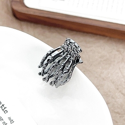 Черный Цвет Металла Сплав клипы коготь волос, скелетные руки, металлический черный , 32x21 мм