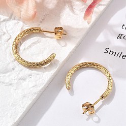 Настоящее золото 18K 304 серьги-гвоздики из нержавеющей стали в форме буквы С, ионное покрытие (ip), реальный 18 k позолоченный, 20x2 мм