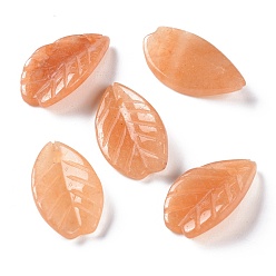 Red Aventurine Natural Red Aventurine Pendants, Leaf, 19.5x11.5x4mm, Hole: 0.8mm