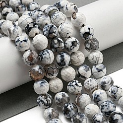 Белый Дым Граненые бусины из натурального огненного агата с треском, круглые, окрашенная и подогревом, серый, 12 мм, отверстие : 1.6 мм, около 31 шт / нитка, 14.76'' (37.5 см)