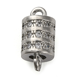 Платина Подвески-подвески с полыми колоннами из латуни с микропаве из прозрачного кубического циркония, без свинца и без кадмия, платина, 13x6.5 мм, отверстие : 1.4 мм