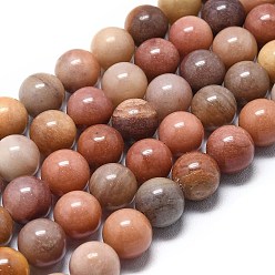 Деревянное Окаменение Естественный окаменелого дерева круглые бусины пряди, 10.5 мм, отверстие : 1 мм, около 38 шт / нитка, 14.84'' (37.7 см) ~ 15.16'' (38.5 см)
