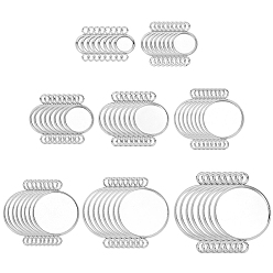Нержавеющая Сталь Цвет 64 шт. 8 стили 304 нержавеющая сталь кабошон соединительные настройки, чашки безель с краями, плоско-круглые, цвет нержавеющей стали, лоток : 6~25 мм, 13.5x8x1.5 мм, отверстие : 1.5 мм