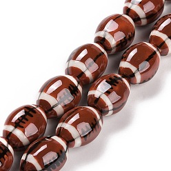 Кокосово-Коричневый Нити из бисера ручной работы, регби, кокосового коричневый, 16x11 мм, отверстие : 1.6 мм, около 22 шт / нитка, 13.98'' (35.5 см)