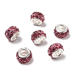 Роза Горный хрусталь из полимерной глины европейские бусины с большим отверстием, рондель, роза, 11~12x7~7.5 мм, отверстие : 5 мм