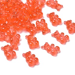 Orange Red Resin Cabochons, Bear, Orange Red, 12.5x7x4mm