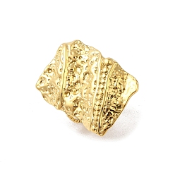 Настоящее золото 18K Чеканный прямоугольник 304 Открытая манжета из нержавеющей стали для женщин и мужчин, реальный 18 k позолоченный, 29.5x21.5 мм