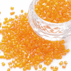 Оранжевый Стеклярус, прозрачные цвета радуги, оранжевые, 2.5~3x2 мм, отверстие : 0.9 мм, Около 15000 шт / фунт