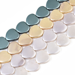 (52) Непрозрачная лаванда Бусины гальванические натуральные ракушки, сердце, разноцветные, 14x14.5x3 мм, отверстие : 1 мм, около 27 шт / нитка, 14.57 дюйм (37 см)