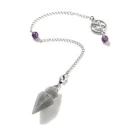 Лабрадорита Природный лабрадорит остроконечные маятники биолокации, с реечной обшивкой латунными выводами, конус, 235 мм