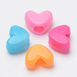Mixed Color Plastic Beads, Heart, Mixed Color, 7.5x10x5mm, Hole: 3.5mm, about 2775pcs/500g