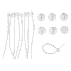 Белый 20органайзер для кабеля из ПВХ-пластика, с 20шт. силиконовые кабельные стяжки овальной формы, держатель для укладки кабелей, зажимы для шнура, белые, 20.5x12 мм, отверстие : 6 мм