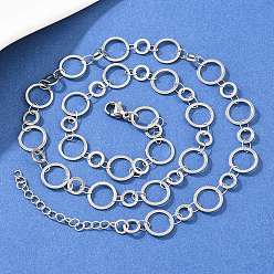 Нержавеющая Сталь Цвет 304 ожерелья из цепочек с кольцами из нержавеющей стали 10мм и 14мм, не тускнеет, цвет нержавеющей стали, 18.07 дюйм (45.9 см)