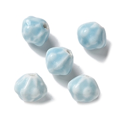 Светло-голубой Фарфоровые бусины ручной работы, рондель, светло-голубой, 12~13x10.5~11 мм, отверстие : 2 мм