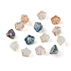 (52) Непрозрачная лаванда Гальванические стеклянные бусины, труба цветок, разноцветные, 8.5x8x5.5 мм, отверстие : 1 мм