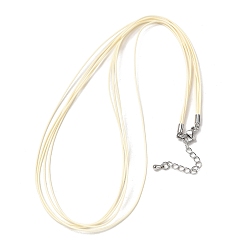 Лимонный шифон 1мм вощеный шнур 5-образное ожерелье, с латунными выводами и 304 застежками из лобстера из нержавеющей стали, платины и нержавеющая сталь цвет, лимонный шифон, 18.90 дюйм (48 см)