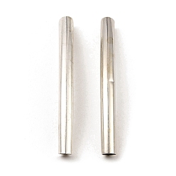Platinum Brass Tube Beads, Curved Tube, Platinum, 49.5x5mm, Hole: 4mm