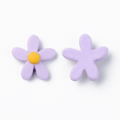 Pflaume Harz Cabochons, undurchsichtig, Blume, Pflaume, 16x15.5x6.5 mm