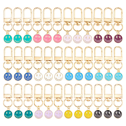 (52) Непрозрачная лаванда 48 шт. 12 цвета сплава эмали улыбающееся лицо подвеска украшения, с поворотными застежками, золотые, разноцветные, 48 мм, 4 шт / цвет