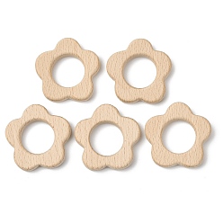 Цвет Древесины Соединительные кольца из натурального бука, деревянные кольца макраме, цветок, деревесиные, 49x10 мм