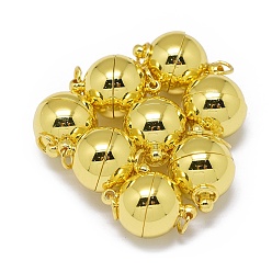 Настоящее золото 18K Стеллаж гальванический латунные магнитные застежки с петлями, сильный магнит n 45, с паяными кольцами, долговечный, круглые, реальный 24 k позолоченный, 17x12 мм, отверстие : 3.5 мм, Кольцо: 5x0.5 mm