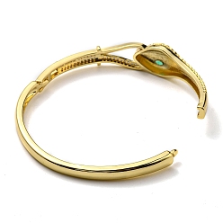 Real 18K Gold Plated Green Cubic Zirconia Snake Hinged Bangle, Brass Jewelry for Women, Cadmium Free & Lead Free, Real 18K Gold Plated, Inner Diameter: 2-1/8x2-1/4 inch(5.35x5.7cm)