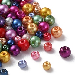 Mixed Color Glass Pearl Round Beads, Mixed Style, Mixed Color, 4~6mm, Hole: 1mm