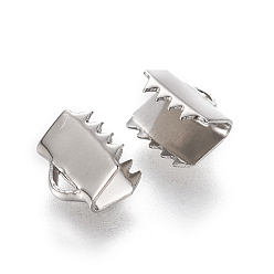 Нержавеющая Сталь Цвет Устойчив к потускнению 304 концы ленты из нержавеющей стали с обжимом, прямоугольные, цвет нержавеющей стали, 7.5x8.5 мм, отверстие : 1 мм