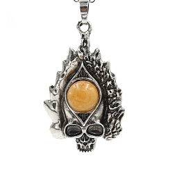 Красный Авантюрин Натуральные красные авантюрины большие подвески, старинные латунные подвески с черепом серебристого цвета, 50x30x11 мм