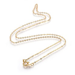 Golden Brass Cable Chain Necklaces, Nickel Free, Golden, 16 inch, 2x1.5mm