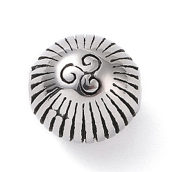 Antique Silver 304 Stainless Steel Manual Polishing Beads, Round with Triskelion Pattern, Antique Silver, 9.5mm, Hole: 1.6mm