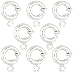925 Sterling Silver Plated 12Pcs Brass Spring Ring Clasps, Long-Lasting Plated, Lead Free & Cadmium Free, Rack Plating, 925 Sterling Silver Plated, 9.5x7.5x2.5mm, Hole: 1.2mm