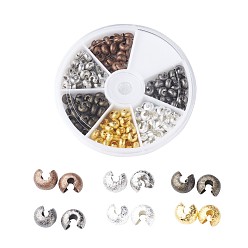 (52) Непрозрачная лаванда Латунь обжима крышек бусинки, разноцветные, 6 мм диаметром, отверстие: 2.2 мм, около 30 шт / отсек, Около 180 шт / коробка