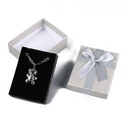 Серый Бумажные коробки, с бантом, прямоугольные, серые, 9x7x3 см