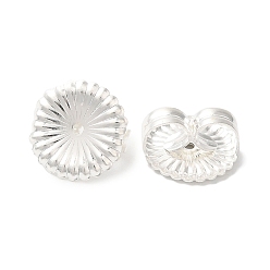 Посеребрённый Латунные гайки для сережек, без свинца и без кадмия, цветок, 925 серебро покрытием, 9x4.5 мм, отверстие : 0.9 мм