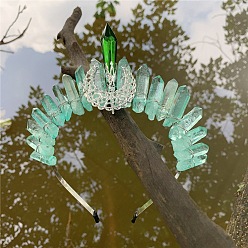 Аквамарин Резинки для волос из натуральных кристаллов, корона для волос, для женщин девушек, аквамарин, 300 мм