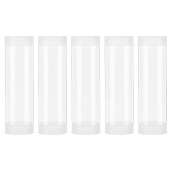 White Transparent PC Plastic & PE Bead Storage Tubes, with Double White Lids, White, 20.5x6cm, Inner Diameter: 5.9cm