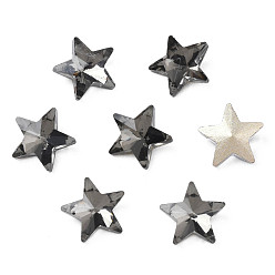 Черный Стеклянные стразы кабошоны, ногтей декоративные аксессуары, граненые, звезда, чёрные, 7.5x8x3.5 мм