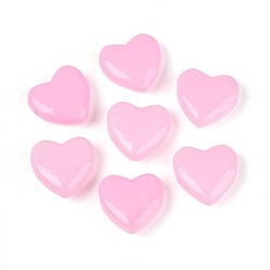 Бледно-Розовый Окрашенные и нагретые искусственные нефритовые стеклянные бусины, сердце, розовый жемчуг, 24x24.5x9~9.5 мм, отверстие : 1.6 мм