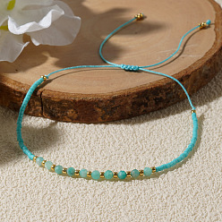 Амазонит Бусины из натурального амазонита плетеные браслеты из бисера, украшения из стеклянного бисера для женщин, 11.02 дюйм (28 см)