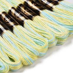 Champagne Gold 10 Skeins 6-Ply Polyester Embroidery Floss, Cross Stitch Threads, Segment Dyed, Champagne Gold, 0.5mm, about 8.75 Yards(8m)/skein