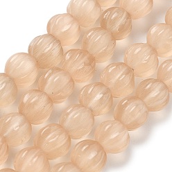 Белый Навахо Бусины Кошачие Глаза, тыквенные шарики, навахо белый, 7~7.5x7 мм, отверстие : 0.8 мм, около 50~51 шт / нитка, 13.35" (33.9 см) ~ 13.62" (34.6 см)