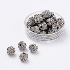 Черный Алмаз Бусины со стразами, полимерная глина , pave disco бусины, класс А, круглые, п.п. 11, черный алмаз, С. 11 (1.7~1.8 мм), 8 мм, отверстие : 1.5 мм