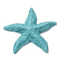 Turquoise Cabochons en résine opaque, étoiles de mer, turquoise, 72x72x12mm